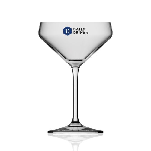 Melody coupeglas 31 cl. bedrukt met CorkColor-logo in meerdere kleuren op de bolle glaswand.