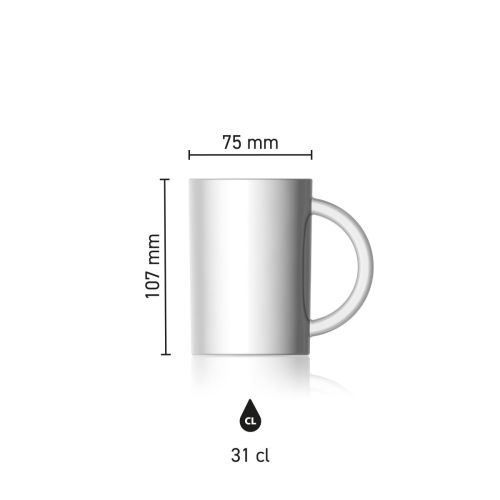 Mok Torm 31 cl. van wit porselein met eenkleurig logo van CoffeeCo op het voorpaneel
