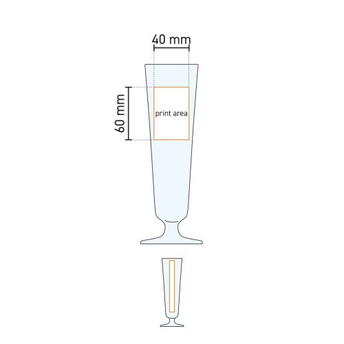 Technische werktekening van het Munster Tulpe 25 cl tapmaat glas met drukgebied-aanduiding