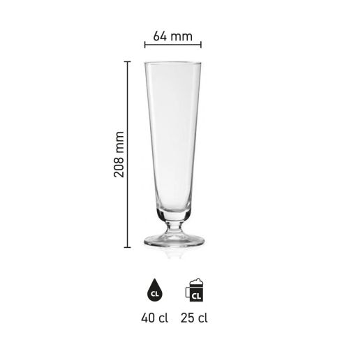 Maatvoering van het Munster Tulpe 25 cl tapmaat glas met hoogte, diameter en inhoud in infographic