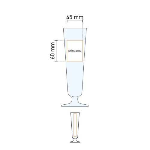 Technische werktekening van de Munster Tulpe 30 cl tapmaat glas met drukgebied-aanduiding