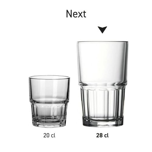 Multiple Next Longdrink glasses, conveniently presented as a glass series.