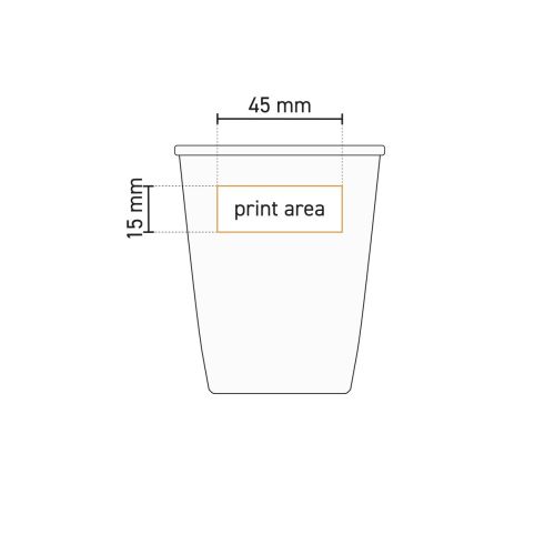 Technical working drawing showing printing area on paper cup porcelain 24 cl. Technical working drawing showing printing area on paper cup porcelain 24 cl.