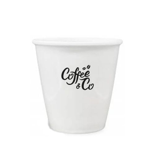 White porcelain paper cup 24 cl. Of with one-coloured CoffeeCo logo printed on the front. White porcelain paper cup 24 cl. Of with one-coloured CoffeeCo logo printed on the front.
