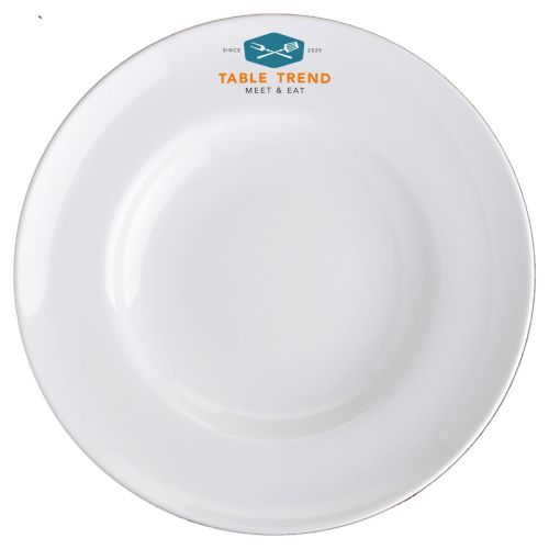 Porseleinen pastabord Isabelle 29 cm met meerkleurig TableTrend-logo op het vooraanzicht.