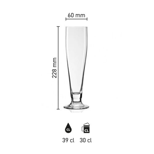 Maatvoering van de Prelude Tulpe 30 cl tapmaat glas met hoogte, diameter en inhoud in infographic