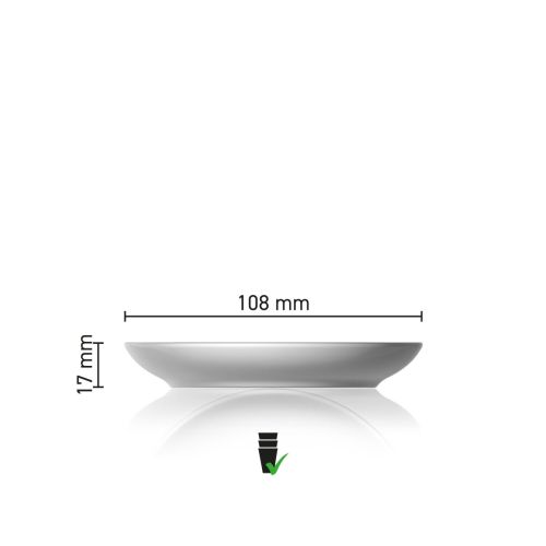 Maatvoering van de Pura Espresso Schotel 11 cm met diameter en hoogte in infographic
