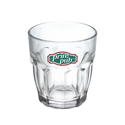 Rockbar Tumbler glass of 20 cl with multi-coloured PrintPub logo on the front, printed in two to four colours. Rockbar Tumbler glass of 20 cl with multi-coloured PrintPub logo on the front, printed in two to four colours.