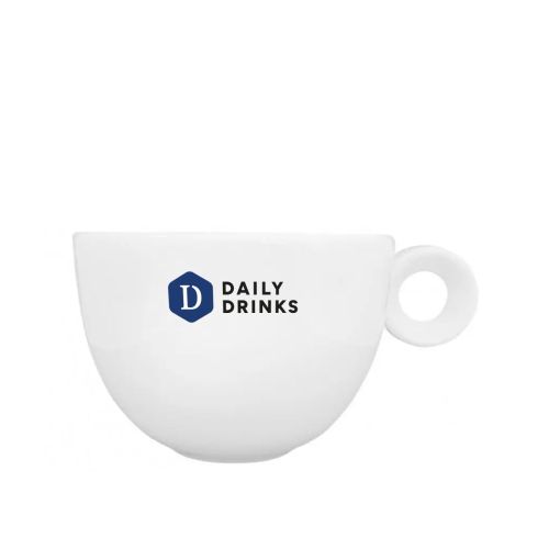 Cappuccino cup Rondo 20 cl. porcelain with multicoloured DailyDrinks logo on the front of the wall. Cappuccino cup Rondo 20 cl. porcelain with multicoloured DailyDrinks logo on the front of the wall.