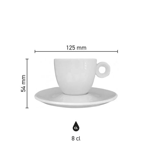 Gedetailleerde infographic van Rondo Espresso 8 cl. set met exacte productafmetingen. Gedetailleerde infographic van Rondo Espresso 8 cl. set met exacte productafmetingen.