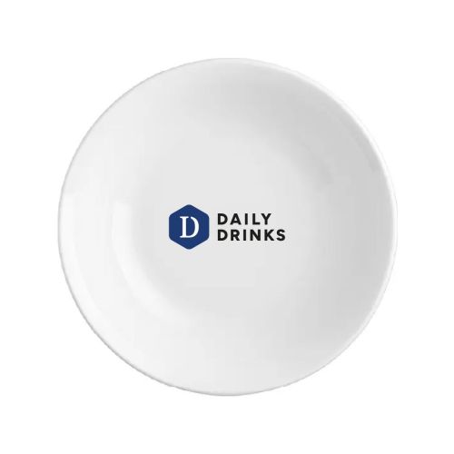Vooraanzicht van porseleinen schaal Princip 20 cm bedrukt met meerkleurig DailyDrinks-logo op de voorkant. Vooraanzicht van porseleinen schaal Princip 20 cm bedrukt met meerkleurig DailyDrinks-logo op de voorkant.