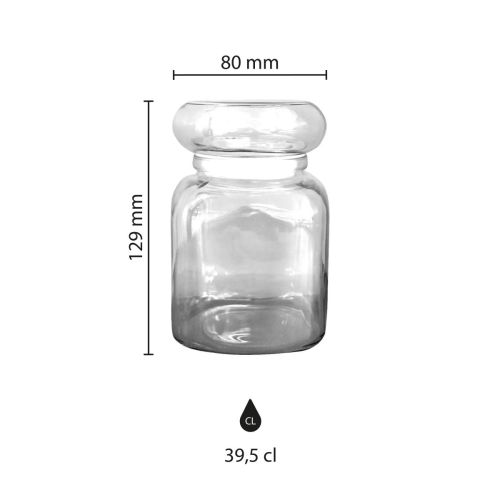 Infographic showing product dimensions of glass candy jar Classic 395 ml, including height and diameter. Infographic showing product dimensions of glass candy jar Classic 395 ml, including height and diameter.