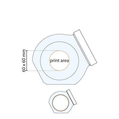 Technische werktekening van de glazen snoeppot Sweets met wit deksel, inclusief aanduiding van het drukgebied. Technische werktekening van de glazen snoeppot Sweets met wit deksel, inclusief aanduiding van het drukgebied.