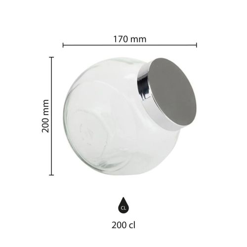 Infographic showing sizes of glass candy jar Sweets 2 litres with silver lid, highlighting height and diameter. Infographic showing sizes of glass candy jar Sweets 2 litres with silver lid, highlighting height and diameter.