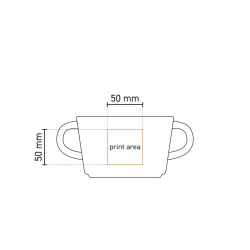 Technische werktekening van Budgetline Neo soepkop 30 cl porselein met gemarkeerd drukgebied. Technische werktekening van Budgetline Neo soepkop 30 cl porselein met gemarkeerd drukgebied.