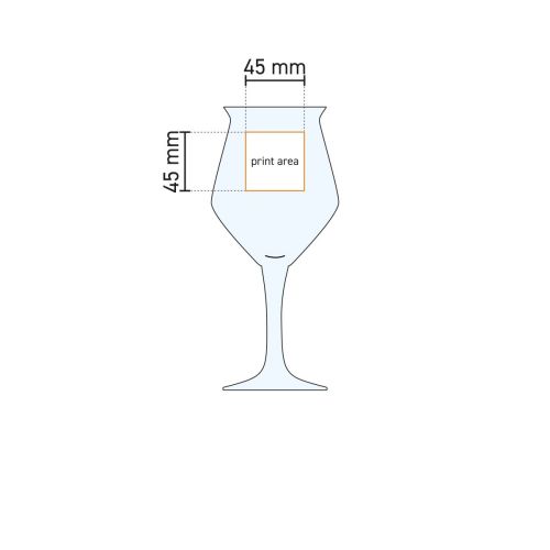 Technische werktekening van het Sommelier Kelch 20 cl tapmaat glas met drukgebied-aanduiding