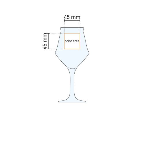 Technische werktekening met aanduiding van het drukgebied op het Sommelier Kelch glas 40 cl. Technische werktekening met aanduiding van het drukgebied op het Sommelier Kelch glas 40 cl.
