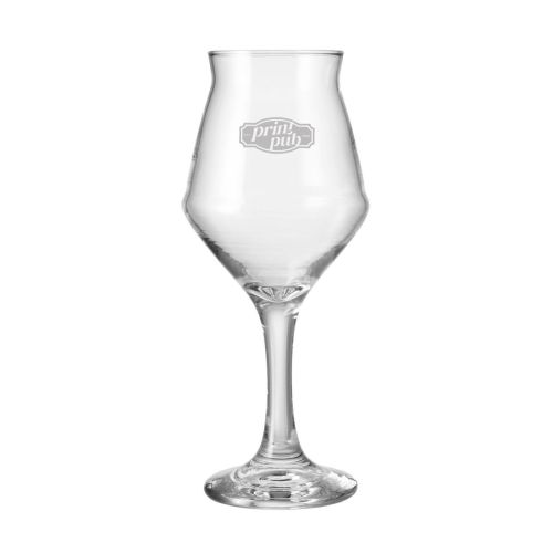 Sommelier Kelch glas van 40 cl met gegraveerd PrintPub-logo subtiel zichtbaar aan de voorzijde. Sommelier Kelch glas van 40 cl met gegraveerd PrintPub-logo subtiel zichtbaar aan de voorzijde.