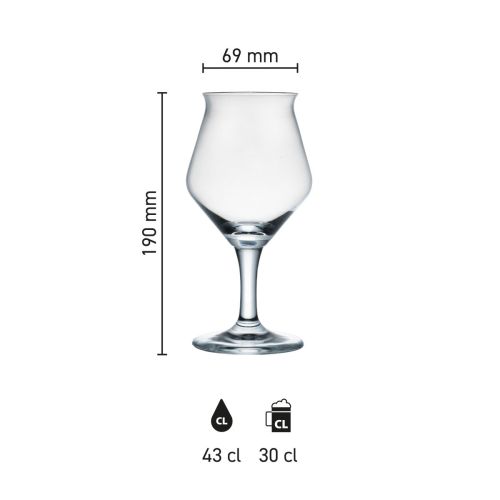 Dimensions of the Ritzenhoff Sommelier Goblet 30 cl serving glass, showing height, diameter and capacity in an infographic