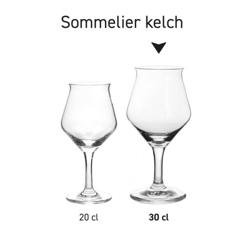 Sommelier Kelch Ritzenhoff laag 30 cl tapmaat glas in serie, meerdere exemplaren naast elkaar getoond