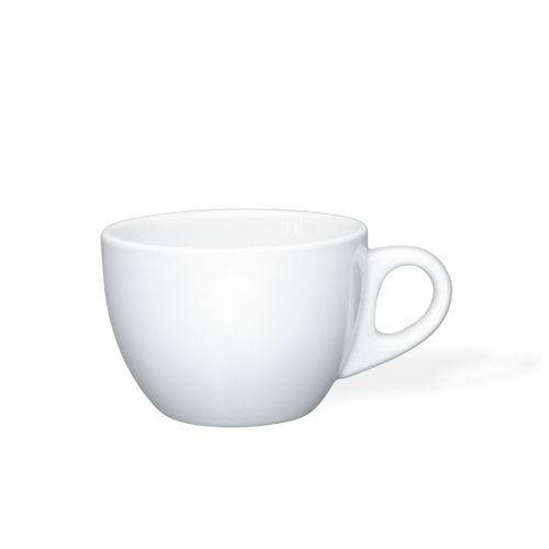 Style coffee cup 15 cl. in white, shown in front view with classic design.
