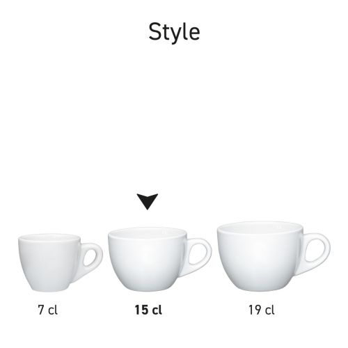 Series arrangement of several Style Coffee cups 15 cl. porcelain in white.