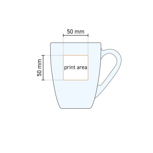 Technical working drawing shows the available engraving area on the Iconic 32 cl. engraving tea glass.