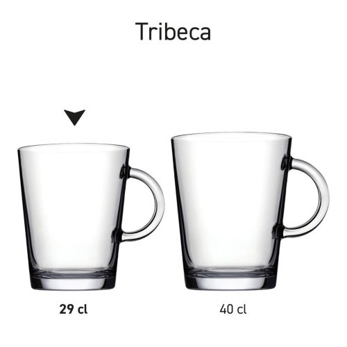 Serieafbeelding van meerdere theeglazen Tribeca met verschillende inhoudsmaten