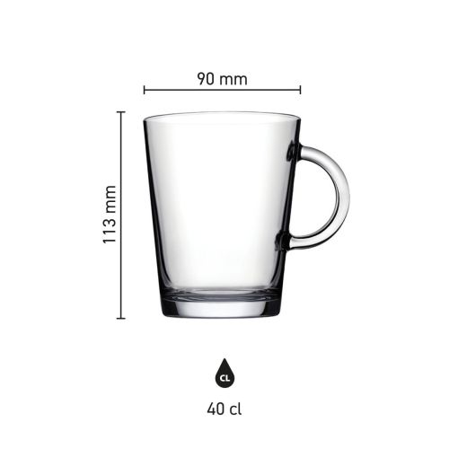 Infographic toont hoogte, diameter en inhoud van het theeglas Tribeca 40 cl. Infographic toont hoogte, diameter en inhoud van het theeglas Tribeca 40 cl.