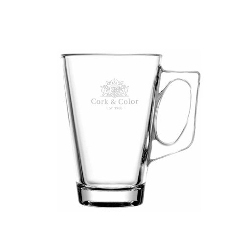 Theeglas Vela 25 cl glas met gegraveerd CorkColor-logo op het voorpaneel
