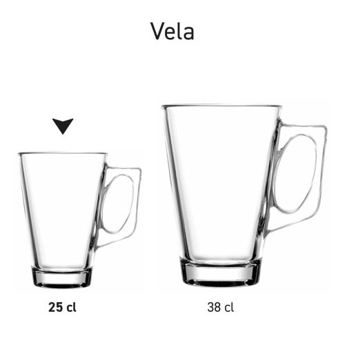 Theeglas Vela 25 cl glas in serie, meerdere exemplaren naast elkaar getoond
