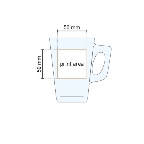 Technische werktekening van het Theeglas Vela 38 cl glas met drukgebied-aanduiding