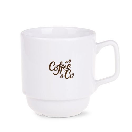 Infographic toont afmetingen van de Torino mok 28 cl. porselein in centimeters.