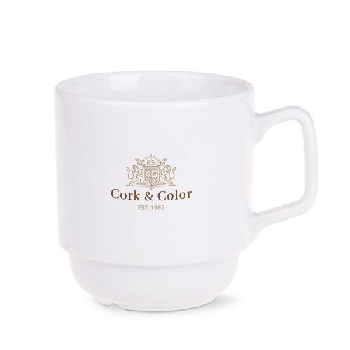 Torino mok 28 cl. porselein met meerkleurig CorkColor-logo zichtbaar aan voorzijde.