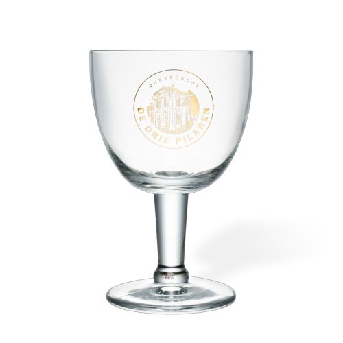 Trappist glass 25 cl. with gold printed logo of The Three Pillars in one colour on the front.
