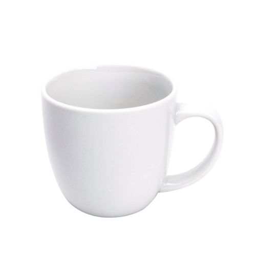 Vooraanzicht van witte Uno mok 29 cl van porselein met glad oppervlak en rechte wand. Vooraanzicht van witte Uno mok 29 cl van porselein met glad oppervlak en rechte wand.