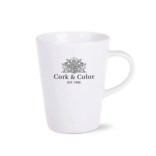 Victor Mug 24 cl in front view, featuring one-coloured CorkColor logo on the centre surface. Victor Mug 24 cl in front view, featuring one-coloured CorkColor logo on the centre surface.