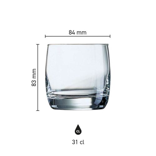 Heldere infographic toont exacte productafmetingen van de Vigne tumbler 31 cl. glas, met schaal en maataanduiding. Heldere infographic toont exacte productafmetingen van de Vigne tumbler 31 cl. glas, met schaal en maataanduiding.