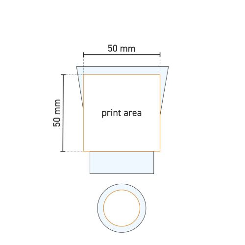 Technische werktekening van het Cafeïno 9 cl waterglas met gemarkeerd drukgebied voor bedrukking. Technische werktekening van het Cafeïno 9 cl waterglas met gemarkeerd drukgebied voor bedrukking.