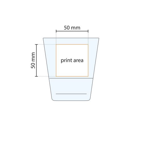 Technical working drawing of water glass 31 cl with marked printing area for logo or text printing. Technical working drawing of water glass 31 cl with marked printing area for logo or text printing.