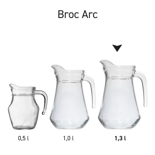 Series image of glass water jugs Broc Arc presented as a product line.