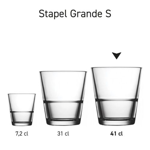 Set van Grande S glazen in serieopstelling voor overzicht met verschillende inhoudsmaten