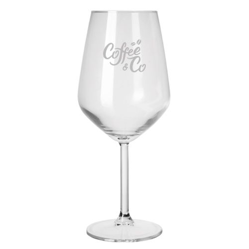 Clear fronted Allegra wine glass with engraved CoffeeCo logo centrally on the glass surface. Clear fronted Allegra wine glass with engraved CoffeeCo logo centrally on the glass surface.