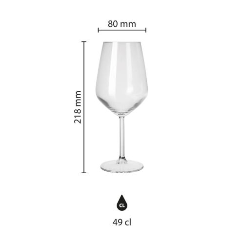 Infographic shows height, diameter and capacity of the 49cl Allegra wine glass with measurement lines. Infographic shows height, diameter and capacity of the 49cl Allegra wine glass with measurement lines.