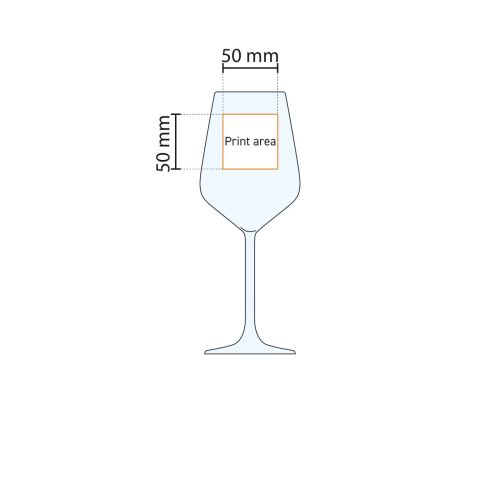Technical working drawing indicating the pressure area on the 49 cl Allegra wine glass. Technical working drawing indicating the pressure area on the 49 cl Allegra wine glass.