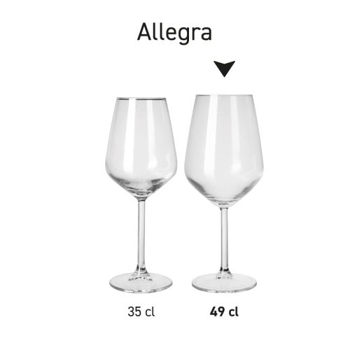 Multiple Allegra wine glasses side by side in the picture as an overview of the glass series. Multiple Allegra wine glasses side by side in the picture as an overview of the glass series.