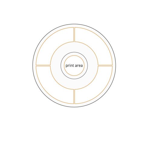 Technische werktekening van Baristo Latte Schotel 16,5 cm met markering van drukgebied.