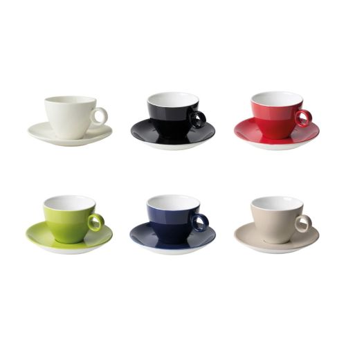 Image shows Bart cappuccino 23 cl SET in different colours, arranged next to and below each other on plain background.