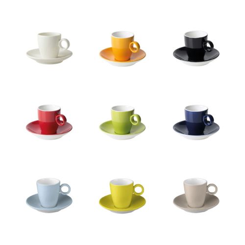 Colour variants of Bart Espresso porcelain 6.5 cl. conveniently displayed. Colour variants of Bart Espresso porcelain 6.5 cl. conveniently displayed.