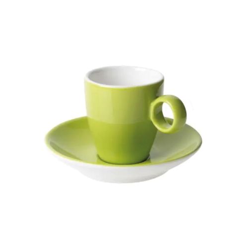Frontal image of black and white Bart Espresso porcelain set 6.5 cl. with smooth finish. Frontal image of black and white Bart Espresso porcelain set 6.5 cl. with smooth finish.